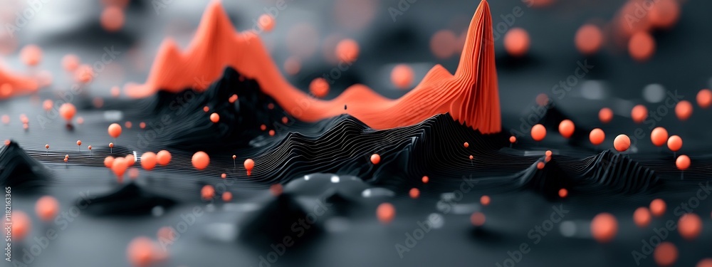 Poster captivating 3d visualization depicting the frequency distribution of academic publications within a 