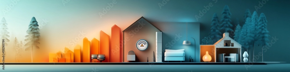 Poster a vibrant digital depicting the frequency distribution and visualization of energy consumption patte