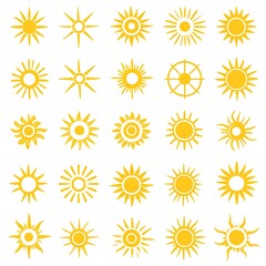 Collection of Simple, Stylized Sun Icons