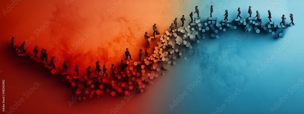 Poster captivating depicting the frequency distribution and social mobility rates within a diverse society 