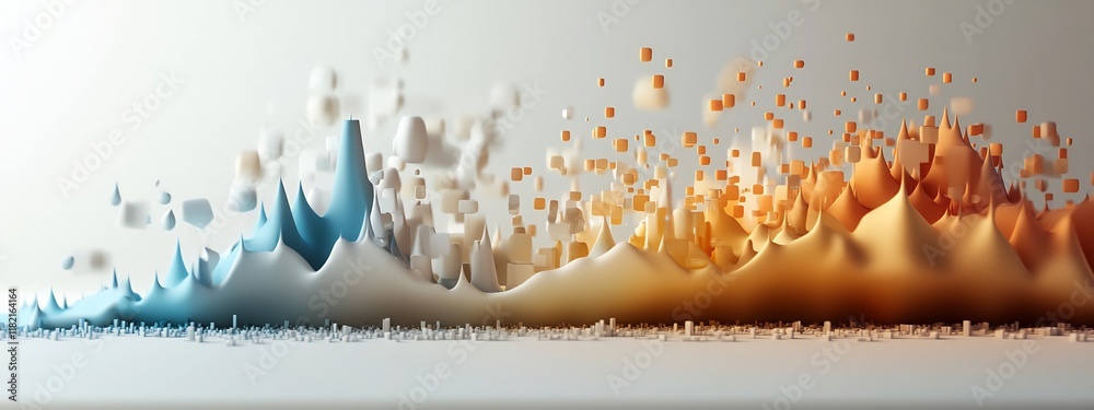 Poster a 3d rendered visualization of the frequency distribution of technological disruptions within a dyna