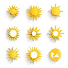 Collection of Simple, Stylized Sun Icons