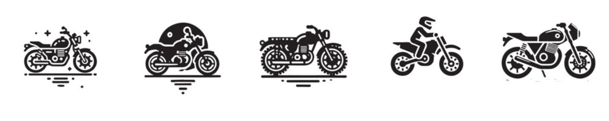 Obraz premium vector collection of motorbike icon silhouettes