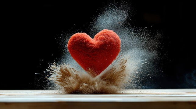 Heart emotion and passion visualized with a fiery, glowing heart surrounded by dynamic and expressive elements, symbolizing love and energy