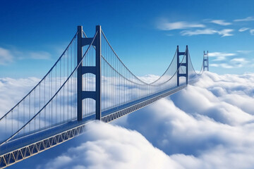 Obraz premium Sky-high bridge reaching into the clouds - ideal for travel or motivational designs