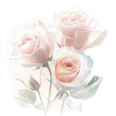 romantic rose bouquet with soft pink petals and delicate leaves, exuding elegance and beauty