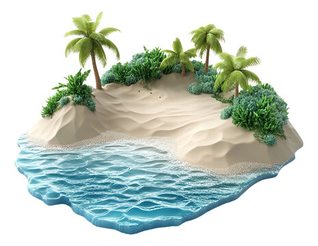 3d island   beach  nature cartoon isomatic