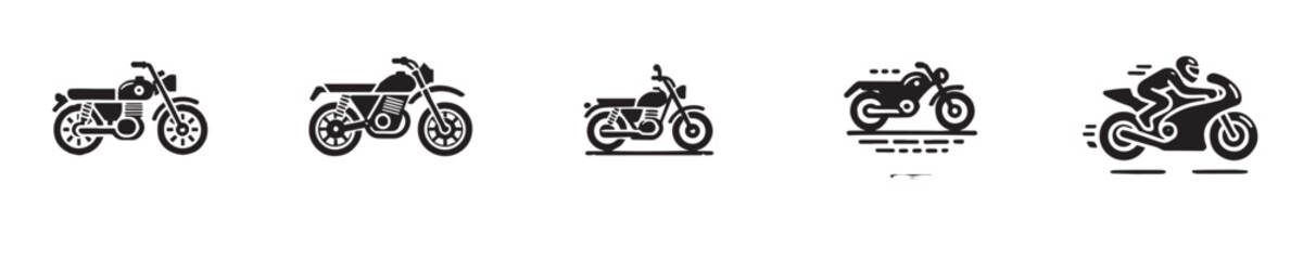 vector collection of motorbike icon silhouettes