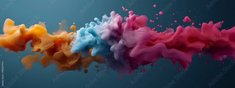 Poster vibrant and dynamic digital showcasing the animation of a wave packet undergoing dispersion and spre
