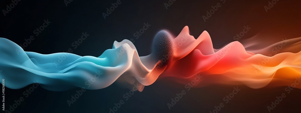 Poster captivating showcasing the dynamic interaction of a wave packet as it encounters an obstacle resulti