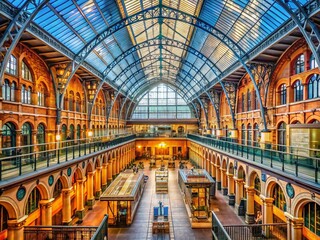 Naklejka premium Stunning High-Resolution Photo of Saint Pancras Train Station Interior, London, England.