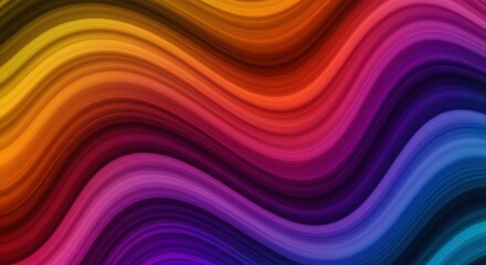 Fototapeta premium Abstract Wavy Lines: A vibrant tapestry of flowing, iridescent wavy lines in hues of crimson, amber, indigo, and violet. This captivating digital art piece evokes a sense of movement, energy.