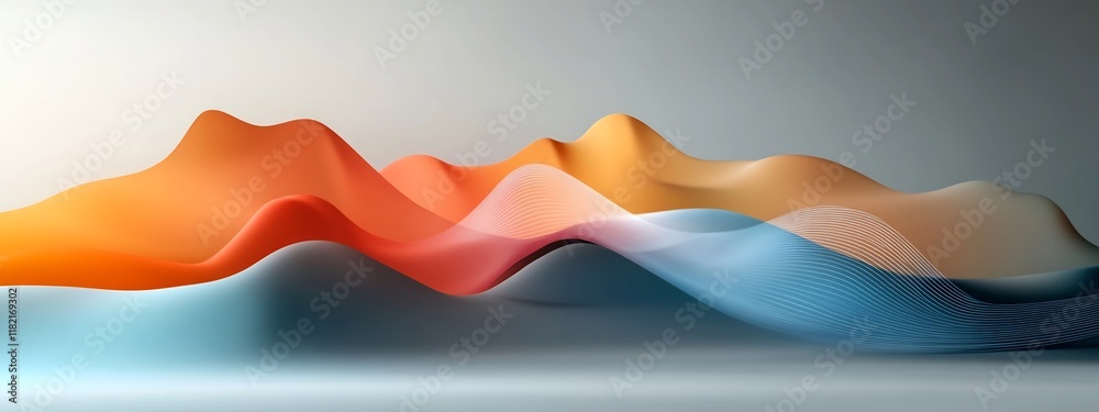 Fototapete Captivating 3D showcasing the dynamic interaction of a wave packet with an obstacle resulting in the diffraction and propagation of different frequency components in a mesmerizing abstract visual