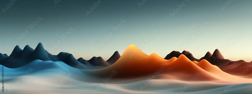 Poster an ethereal 3d animation showcasing the propagation of a dynamic wave through a serene abstract digi