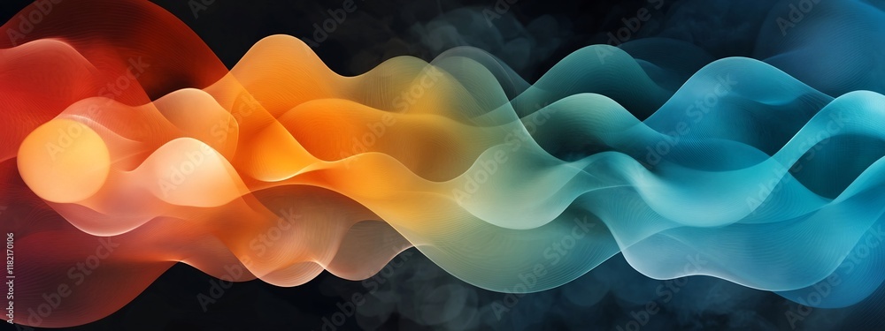 Poster vibrant digital showcasing the dynamic motion and interference patterns of sound waves at different 