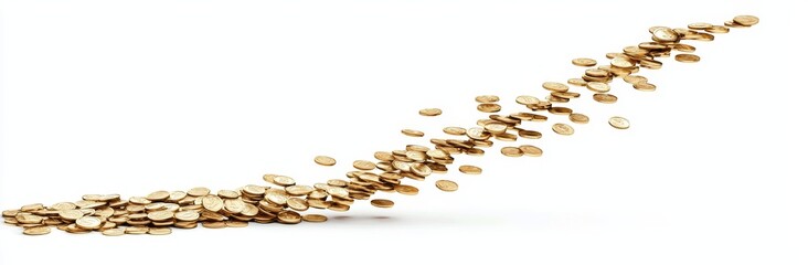A visual representation of stacked gold coins showing the increasing trend of money's value