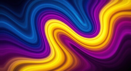 Obraz premium Liquid Abstract: An artistic interpretation of swirling, vibrant hues, featuring a captivating abstract pattern of yellow, blue, and purple lines, creating a dynamic and hypnotic visual. 