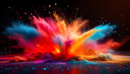 Vibrant Color Explosion: A Dramatic and Energetic Pigment Landscape