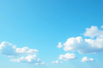 Light blue sky with a few scattered cirrus clouds looking like cotton balls, soft, airy, cirrus
