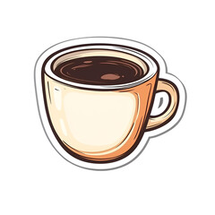 Obraz premium Coffee Mug Illustration Cartoon Style, Hot Beverage, Warm Drink, Brown Coffee