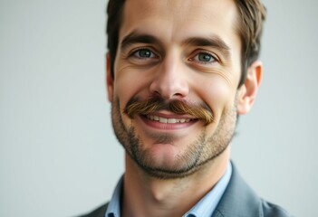 Obraz premium Portrait of a man with a moustache in a professional setting