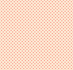 Seamless pattern with hearts like polka dot style. Retro abstract groovy background. Pink funky vector wallpaper for Valentine day. Girly lovely design.