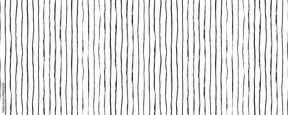 Poster doodle geometric seamless pattern with regular parallel vertical stripes. hand drawn straight thin b