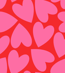Love heart romantic background. Vector red and pink love pattern. Valentines day seamless trendy background