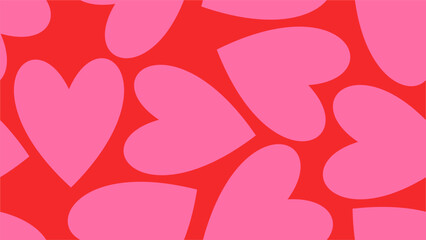 Seamless pattern with hand drawn cute hearts on pink background. Romantic print, doodle textured elements, scribble.