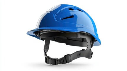 Fototapeta premium Blue Safety Helmet with Adjustable Chin Strap
