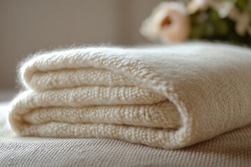 A cozy knitted wool blanket in a minimalist home setting