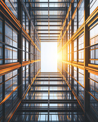 Fototapeta premium A tall building with a large window in the middle