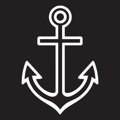 Fototapeta premium Abstract black and white silhouette of a marine anchor in vector style.