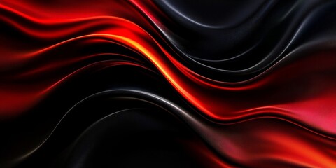 Obraz premium Abstract Red and Black Wave Composition Digital Art, Abstract Background, Flowing Fabric, Dark Red, Black Texture Abstract art, digital painting