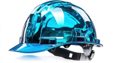 Fototapeta premium Transparent Blue Construction Safety Helmet Design