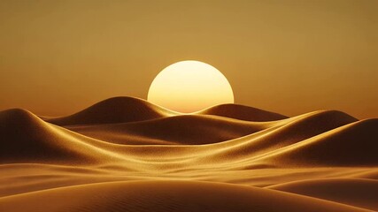 Golden desert dunes with a setting sun evoke serenity and adventure ideal for travel or nature themes