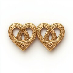 Valentine's Day rings symbolize a promise. Intricate golden heart designs intertwined elegantly.