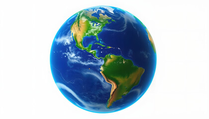 Fototapeta premium Planet Earth cutout. Isolated Earth globe on transparent background, hyperrealism, with white tones