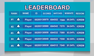 Game leader board vector design unique and professional
