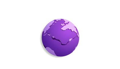 Fototapeta premium A purple earth with a white background, flat papercut style