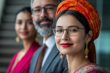 Obraz premium Diverse group wearing traditional attire in corporate setting