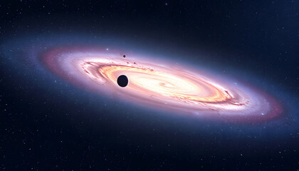 Andromeda galaxy in space, glowing neon, with white tones