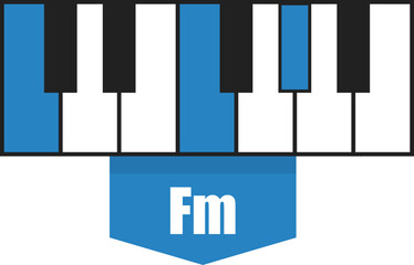 F minor chord diagram on piano keys