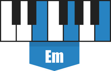 E minor chord diagram on piano keys
