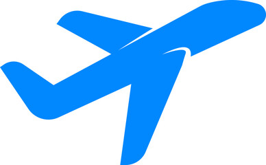 Blue airplane icon representing flight or travel