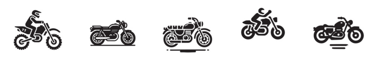 Obraz premium vector collection of motorbike icon silhouettes