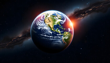 Fototapeta premium View of the earth from the cosmos. The elements of this image fu, with white tones