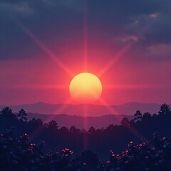 Obraz premium Soft sunset with orange pink glow fading into darkness, empty space, texture