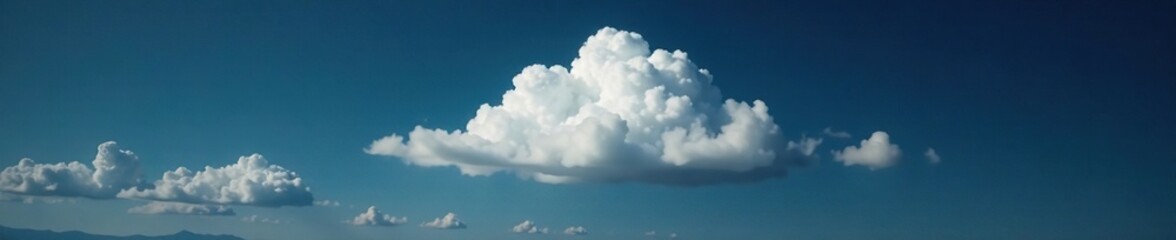 Obraz premium Soft white cloud suspended in mid air against a dark sky background, clouds, sky, serene