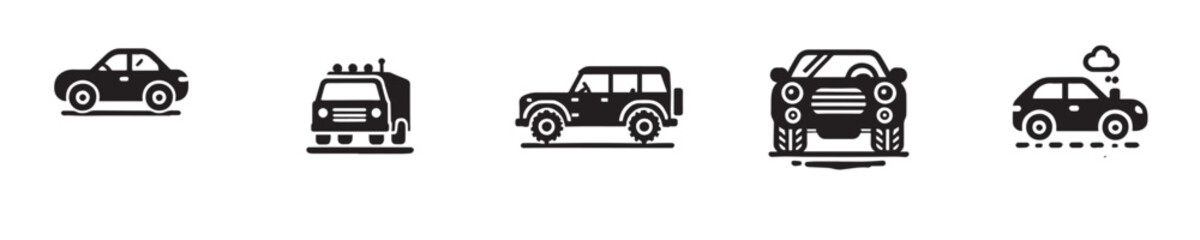 vector collection of car icon silhouettes